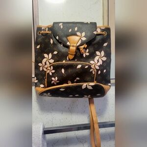 Floral Black and Tan Backpack